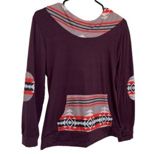 Purple Aztec scoop neck hoodie